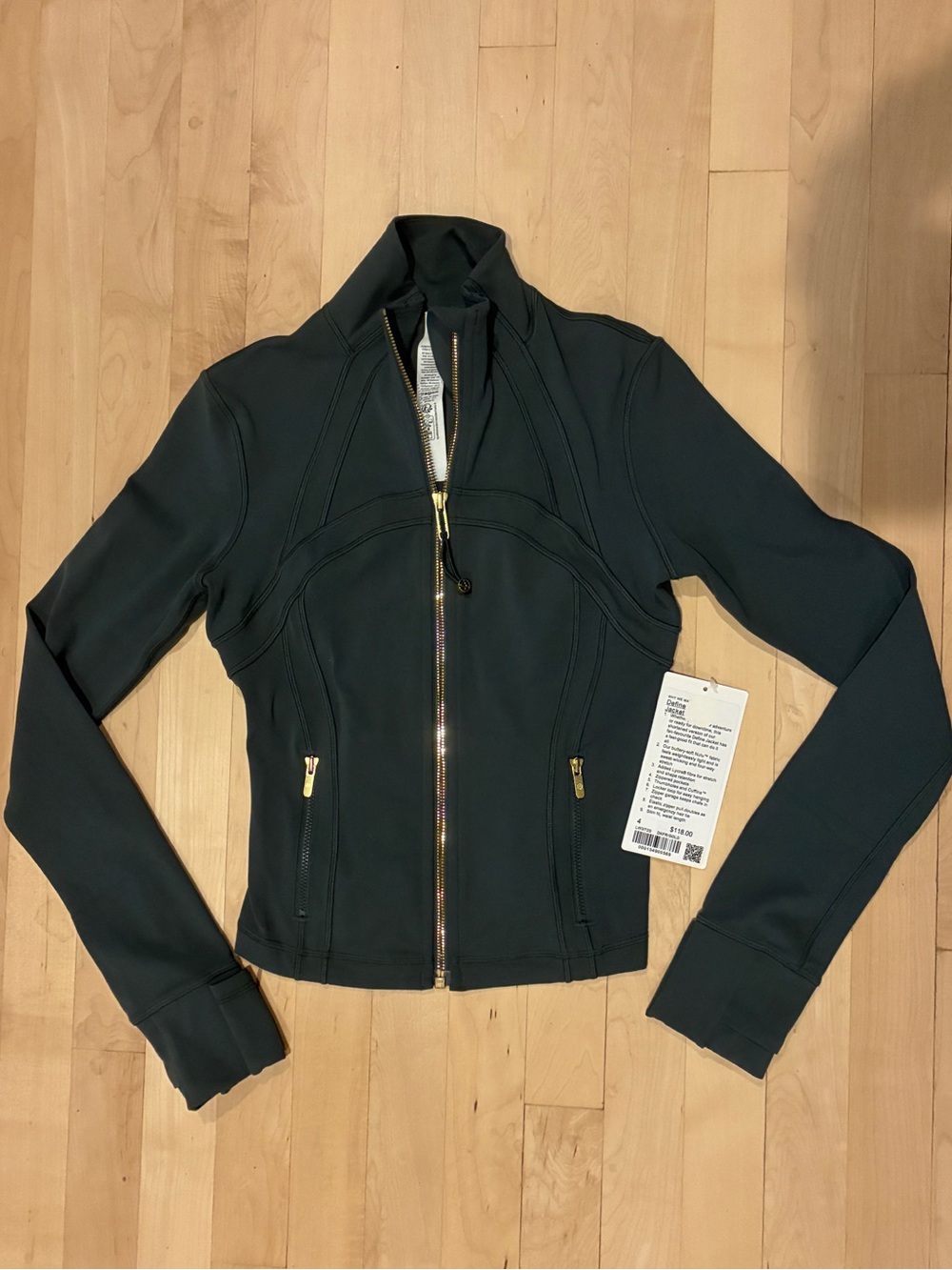 NWT Lululemon Define Jacket Nulu Cropped - Dark Forest Gold Zip - Size 4